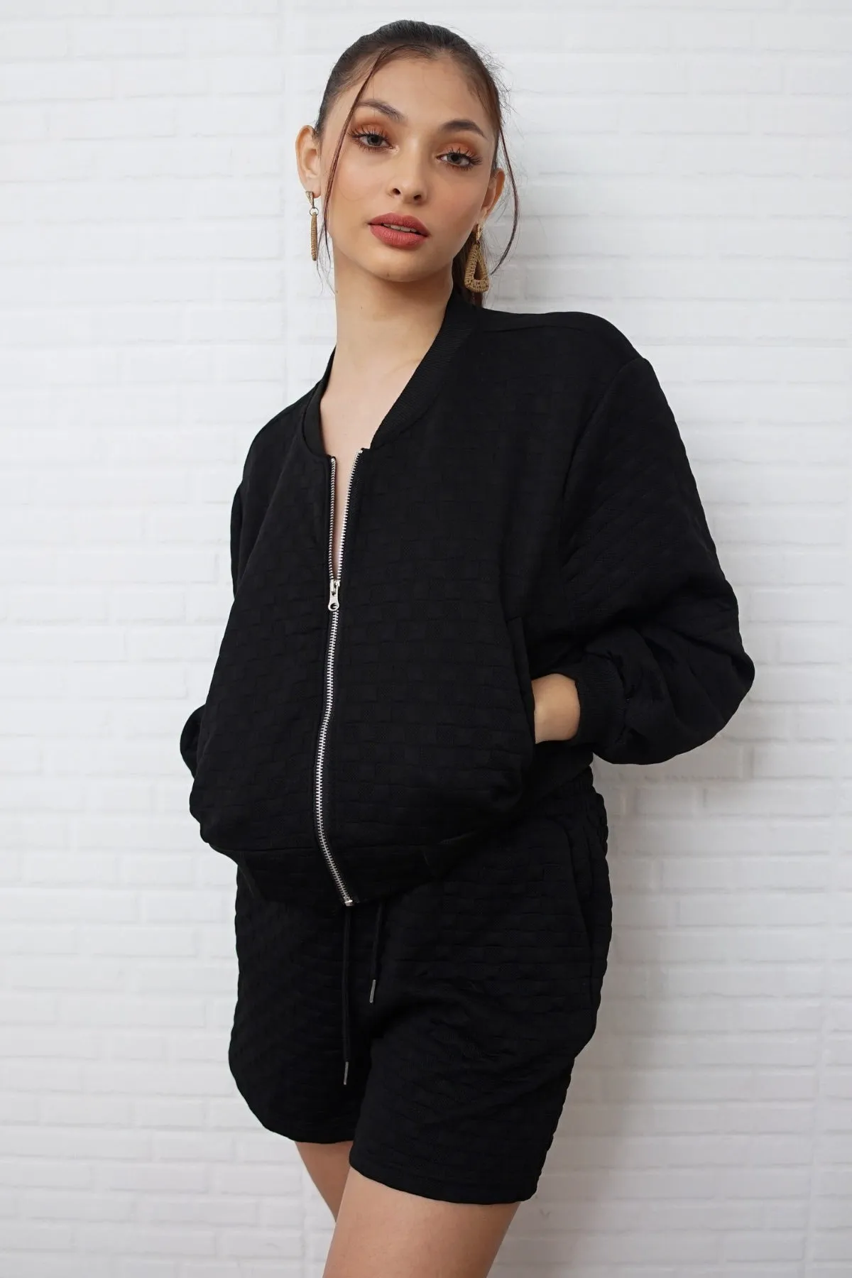 WYNTER Zip-Front Top & Shorts Co-ord (Black)