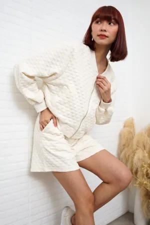 WYNTER Zip-Front Top & Shorts Co-ord (Cream)