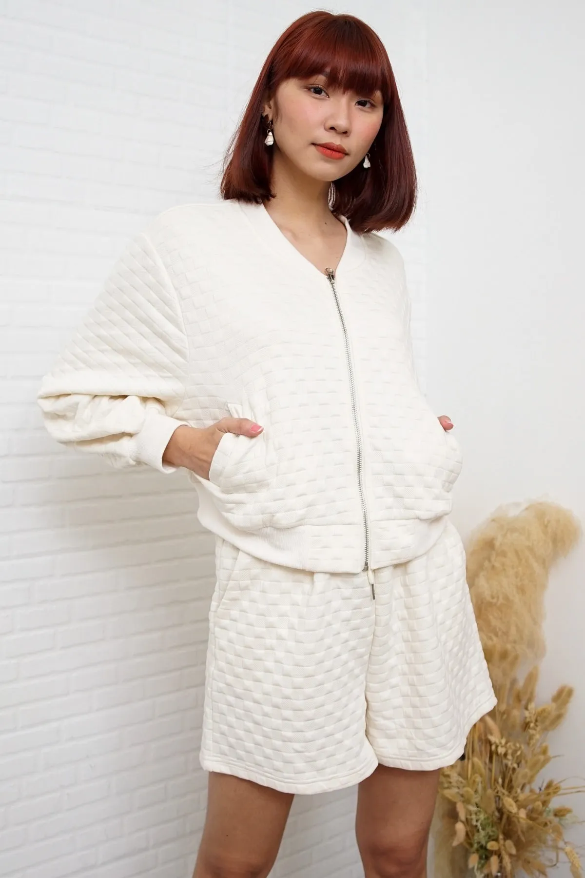 WYNTER Zip-Front Top & Shorts Co-ord (Cream)