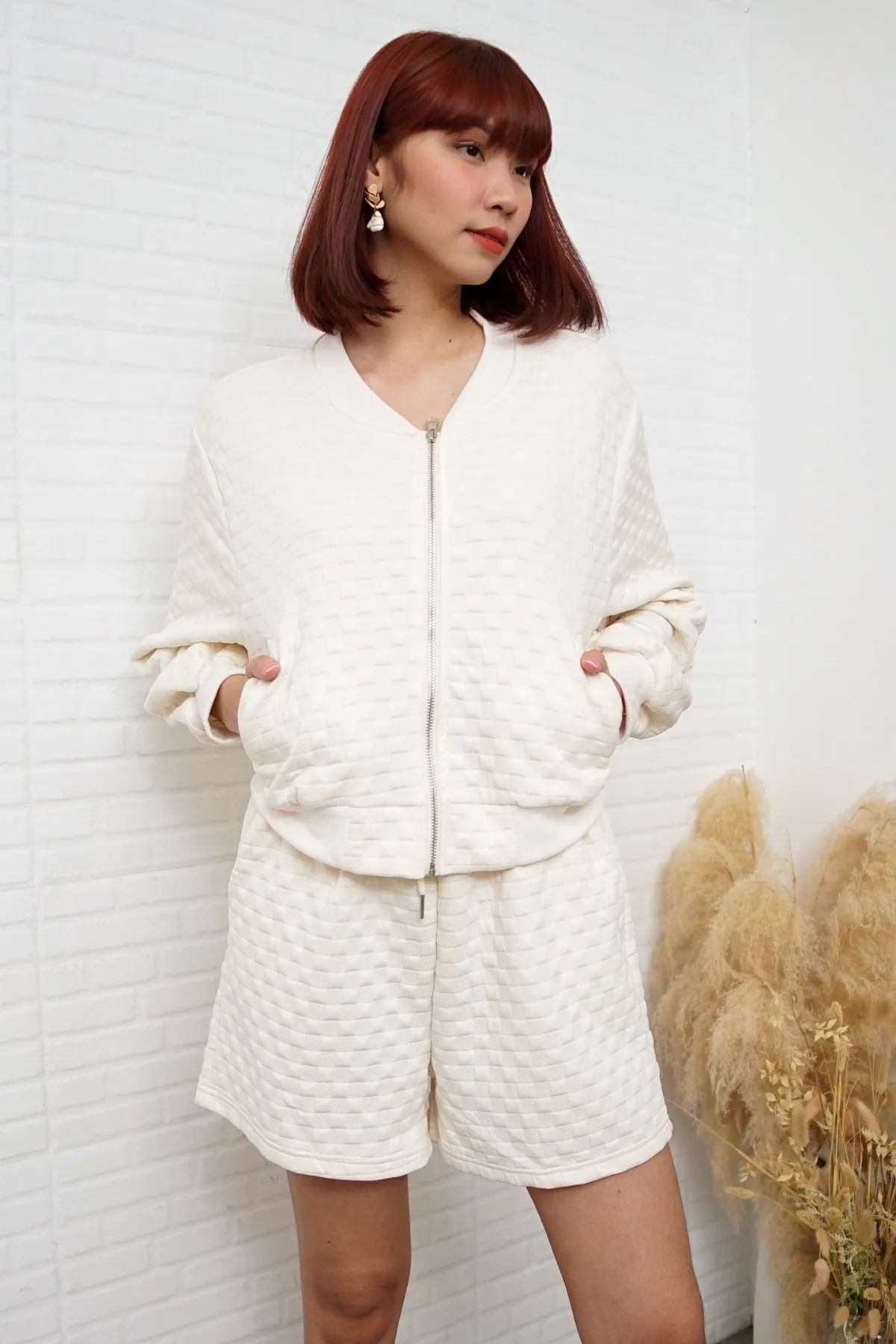 WYNTER Zip-Front Top & Shorts Co-ord (Cream)