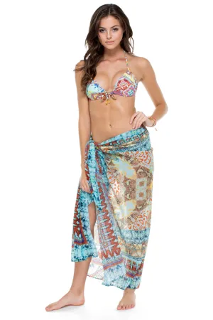 YEMAYA - Molded Push Up Bandeau Halter Top & Pareo • Multicolor