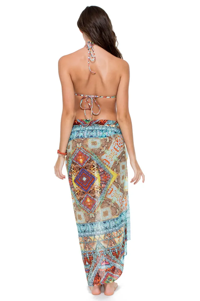 YEMAYA - Molded Push Up Bandeau Halter Top & Pareo • Multicolor