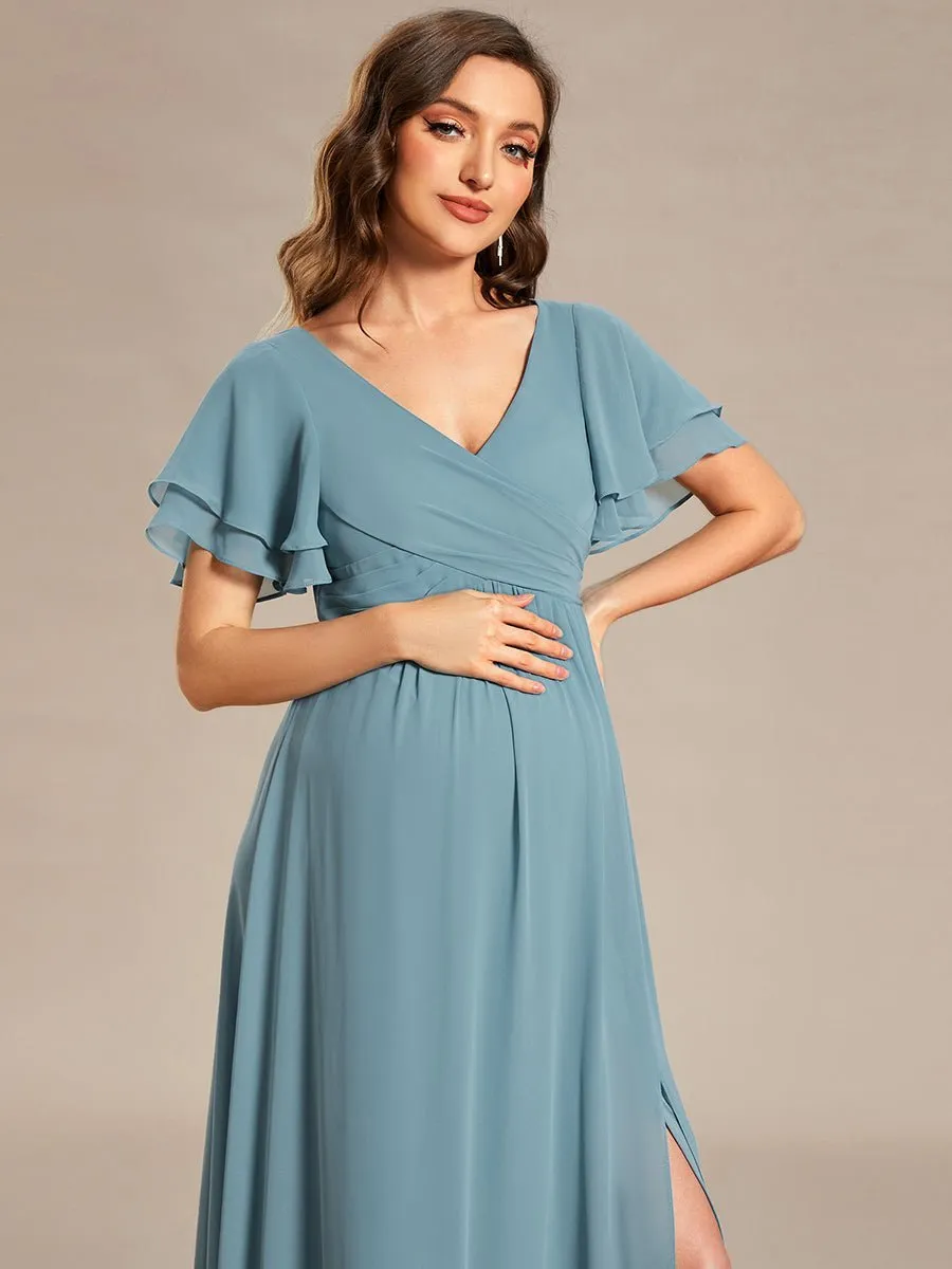 Yolanda dusky blue sweet maternity gown s8 Express NZ wide