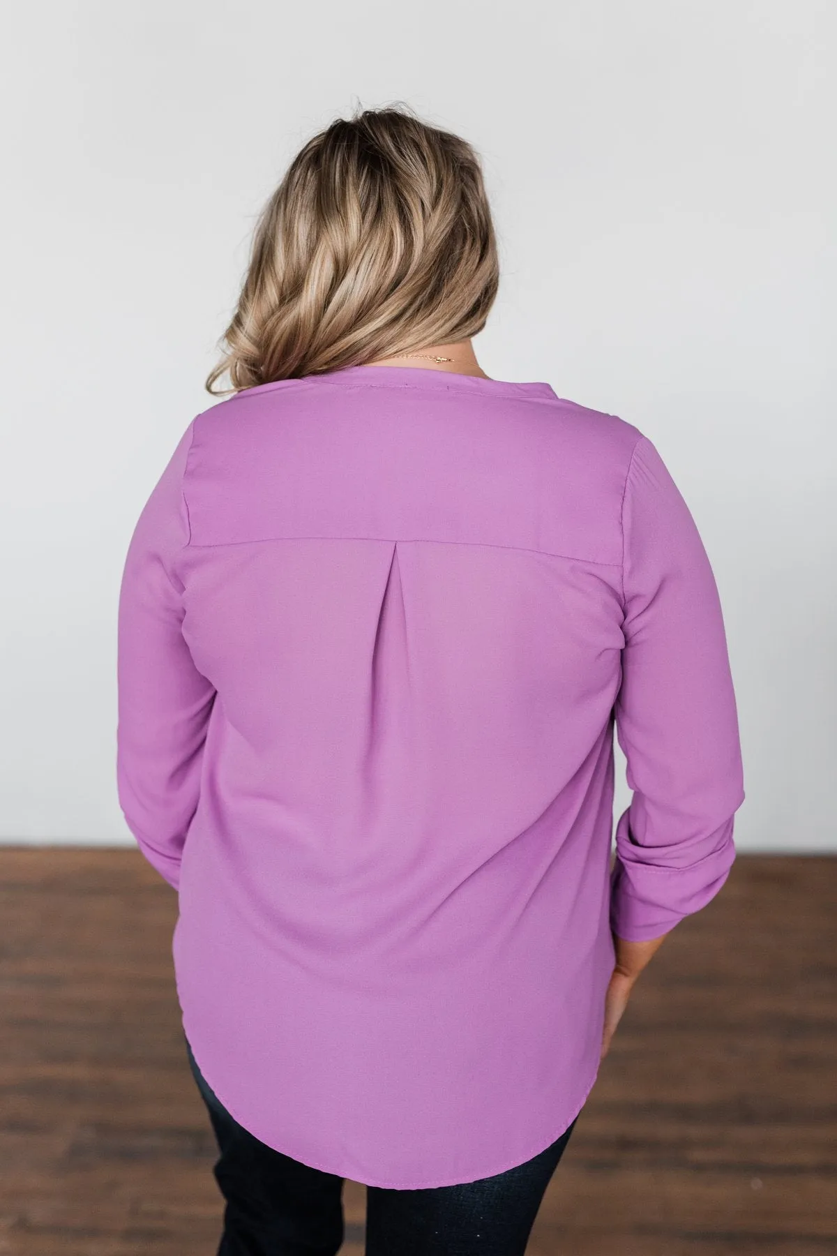 You Can Tell Me V-Neck Blouse- Purple