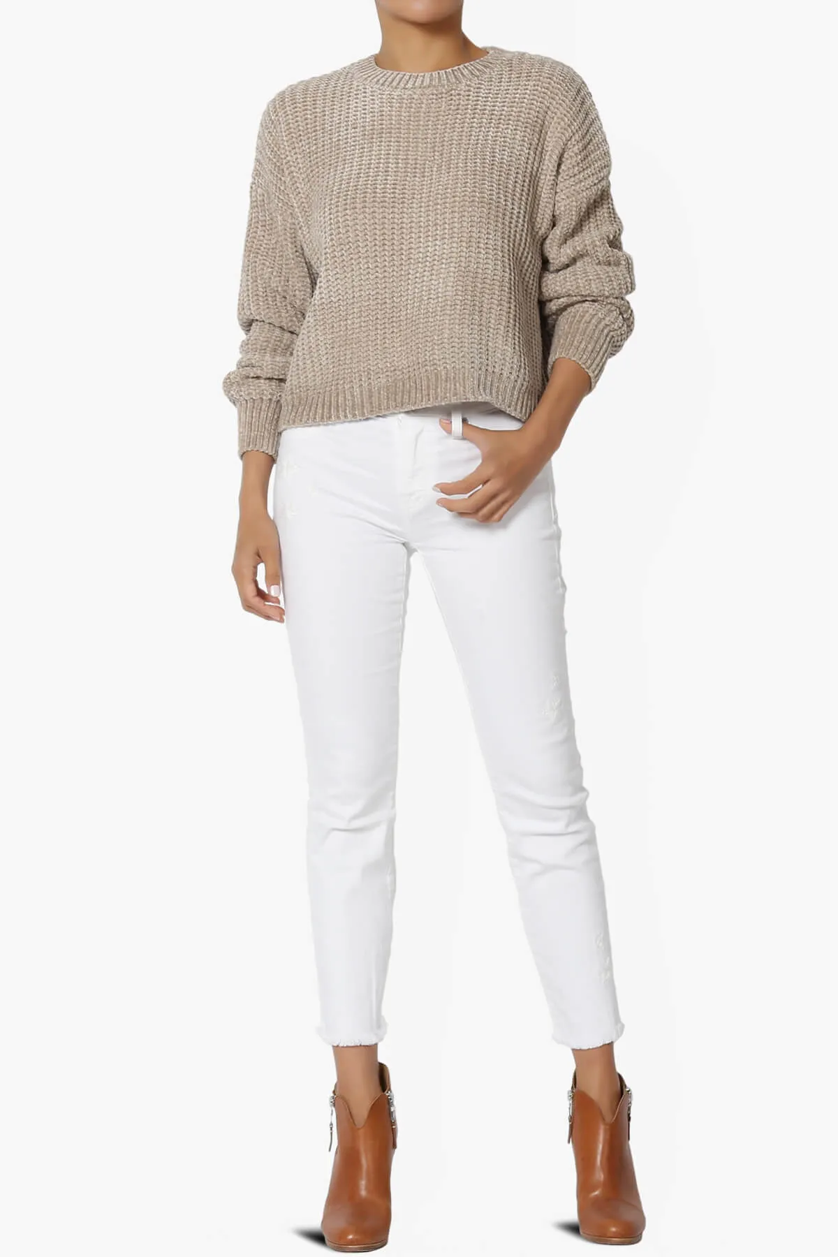 Zeeta Soft Chenille Crop Sweater