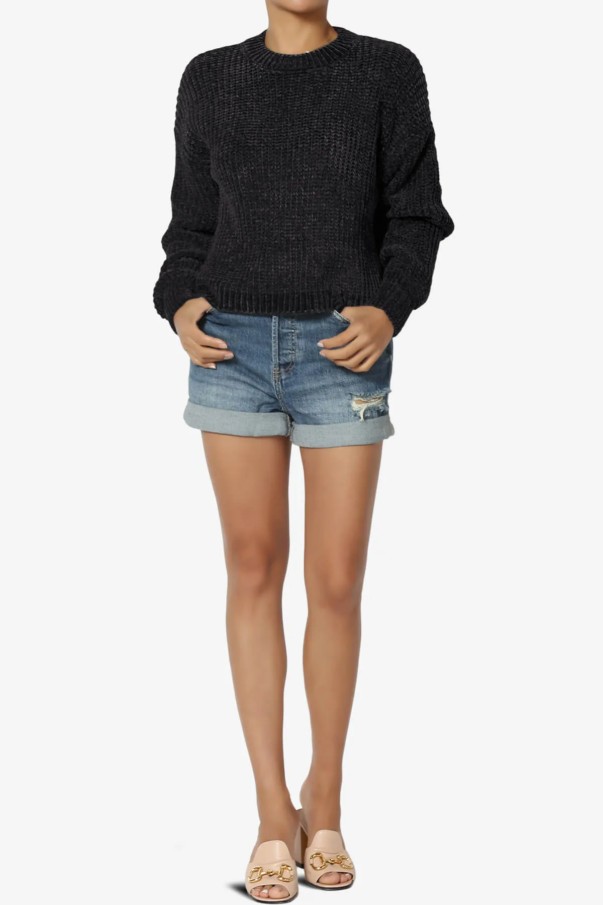Zeeta Soft Chenille Crop Sweater