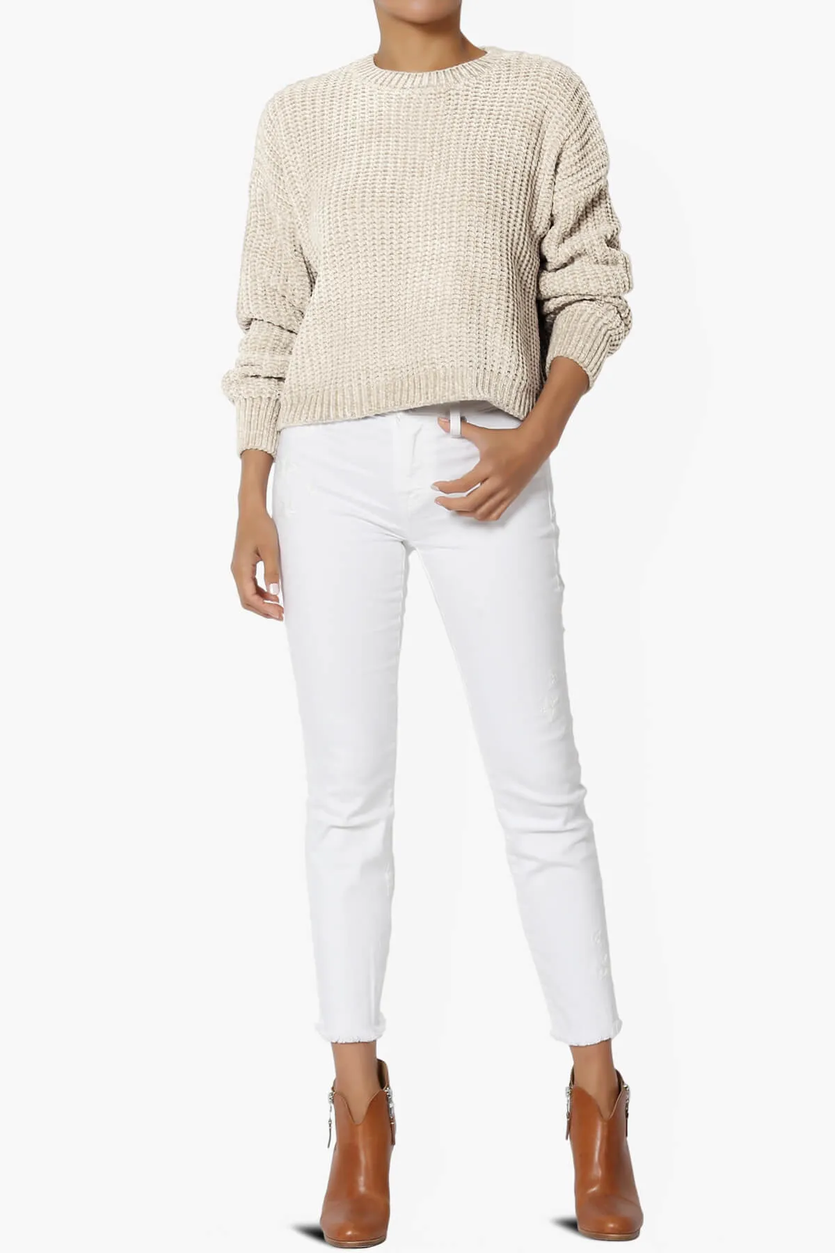 Zeeta Soft Chenille Crop Sweater